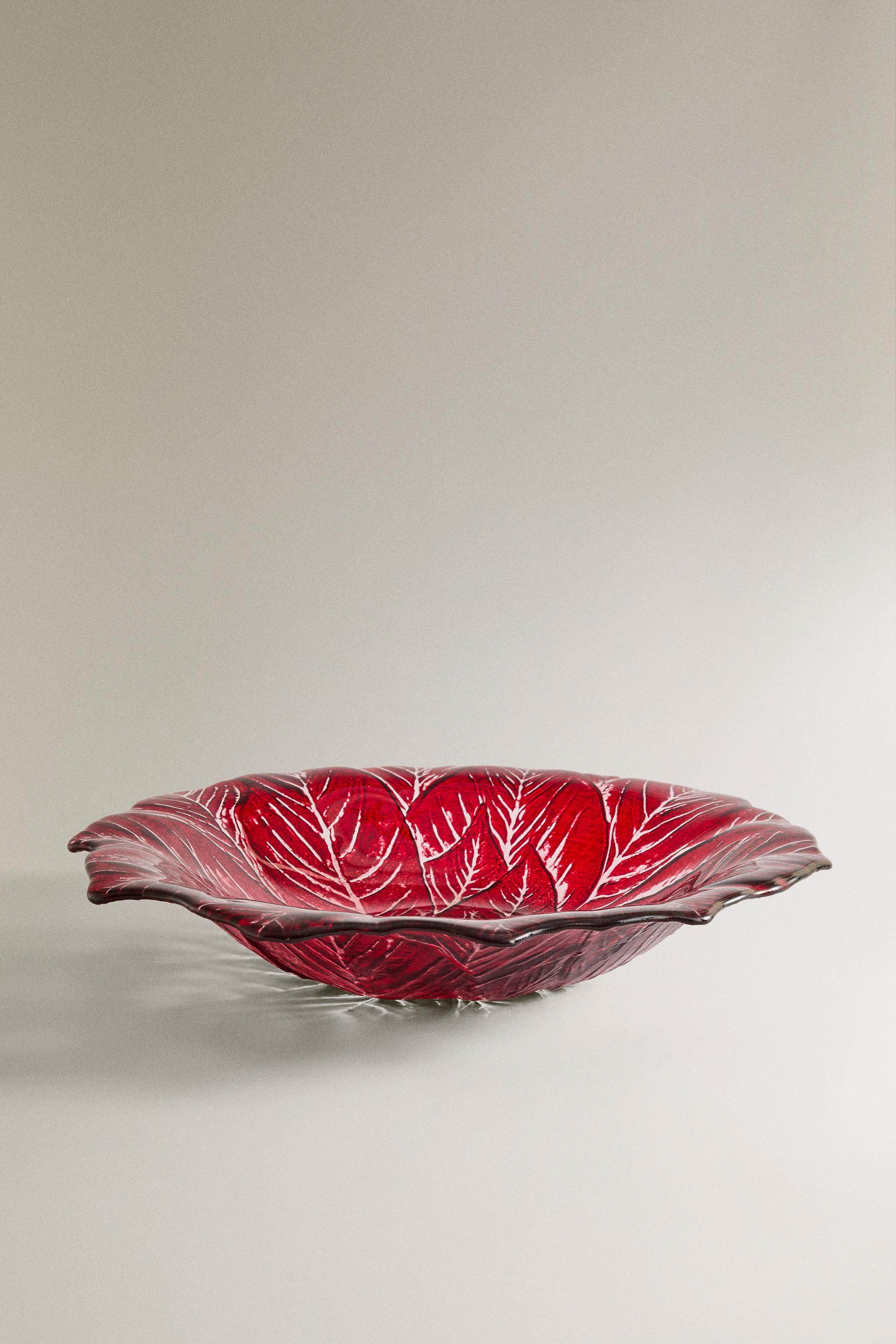 CHRISTMAS FLOWER GLASS SERVING DISH